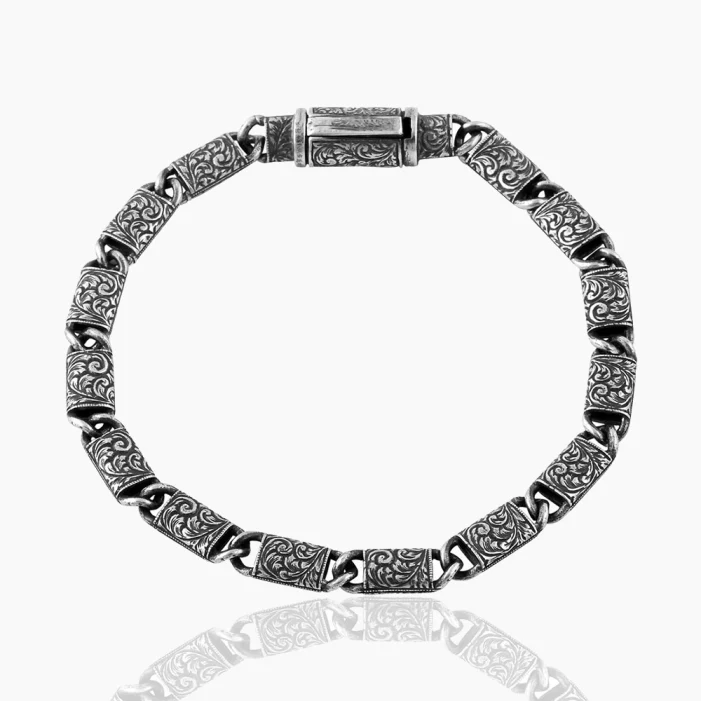 RARE PRINCE by CARAT SUTRA | Unique Hand Engraved Vintage Oxidized Bracelet | 925 Sterling Silver Bracelet | Men's Jewelry | With Certificate of Authenticity and 925 Hallmark - Image 4