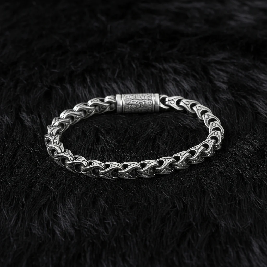 RARE PRINCE by CARAT SUTRA | Unique Hand Engraved Cylindrical Oxidized Bracelet | 925 Sterling Silver Bracelet | Men's Jewelry | With Certificate of Authenticity and 925 Hallmark