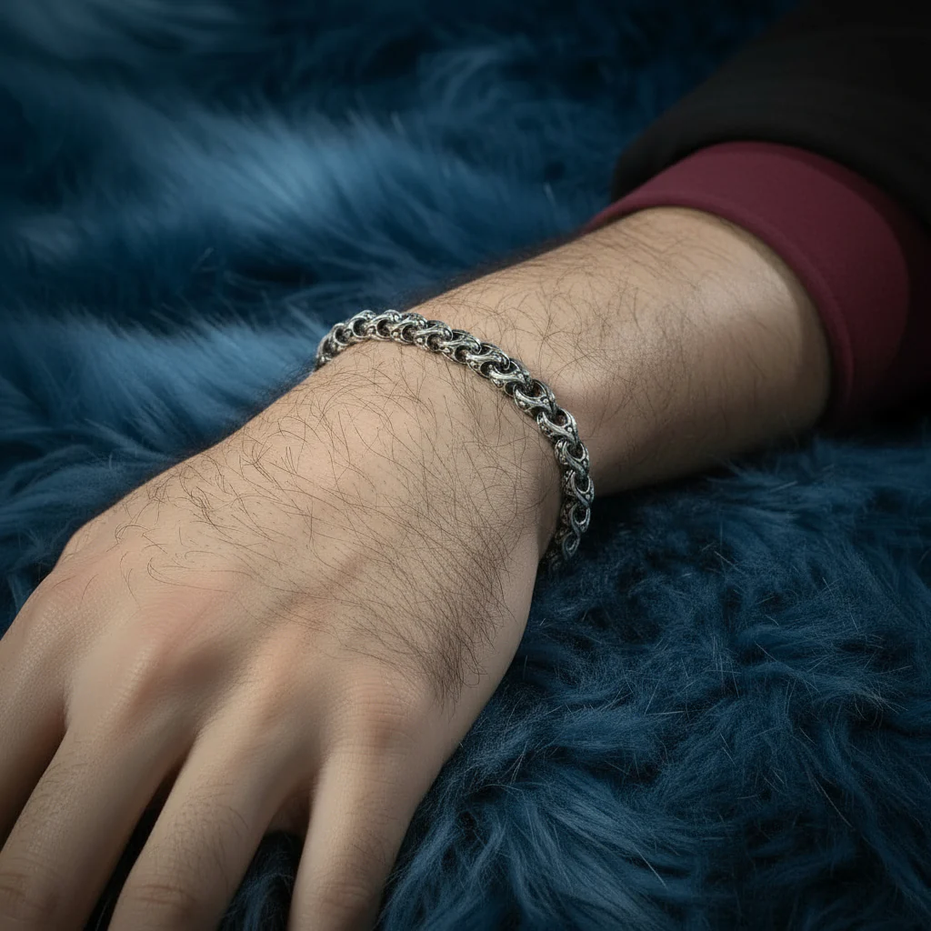 RARE PRINCE by CARAT SUTRA | Unique Hand Engraved Cylindrical Oxidized Bracelet | 925 Sterling Silver Bracelet | Men's Jewelry | With Certificate of Authenticity and 925 Hallmark - Image 3