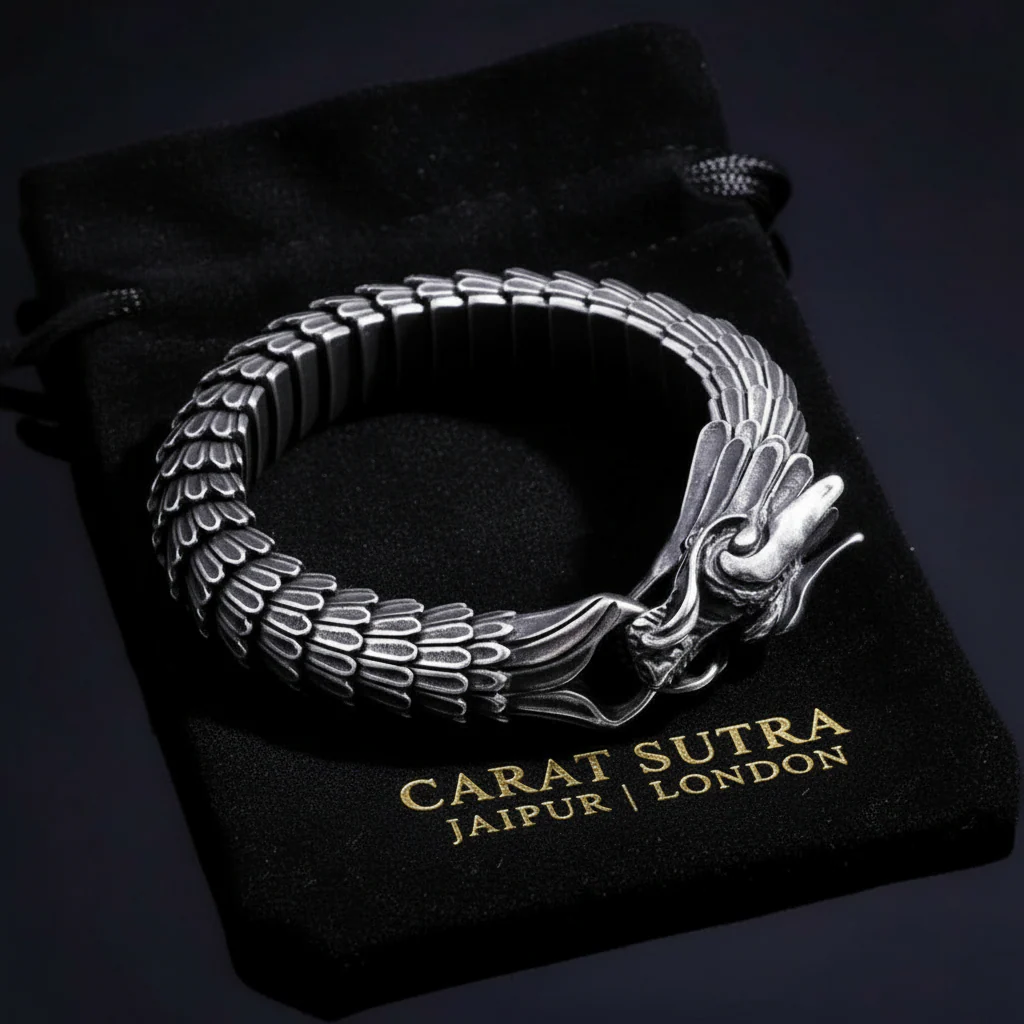 Unique Vintage Dark/Light Oxidized Dragon Bracelet | 925 Sterling Silver Dark/Light Oxidized Bracelet | Unisex Jewelry | With Certificate of Authenticity and 925 Hallmark - Image 4