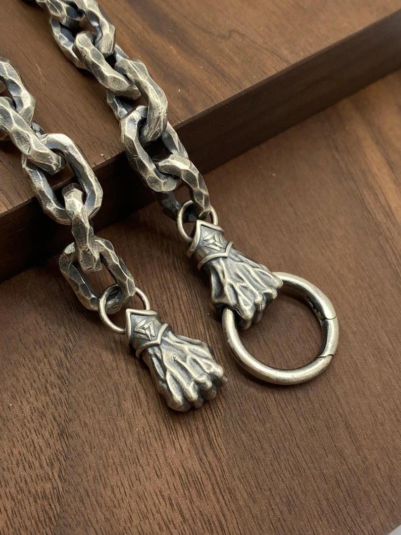 RARE PRINCE by CARAT SUTRA | 12mm Unique Fist Chain with Vintage Oxidised finish | 925 Sterling Silver | Men's Jewelry | With Certificate of Authenticity and 925 Hallmark - Image 6