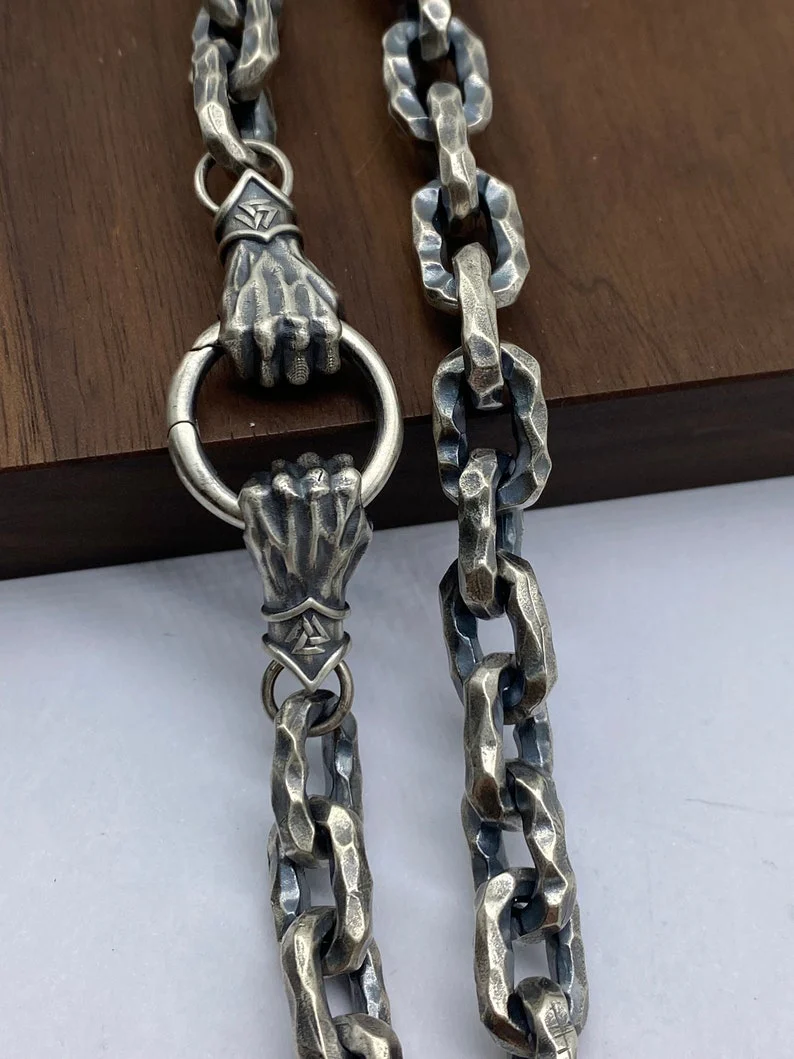 RARE PRINCE by CARAT SUTRA | 12mm Unique Fist Chain with Vintage Oxidised finish | 925 Sterling Silver | Men's Jewelry | With Certificate of Authenticity and 925 Hallmark - Image 7