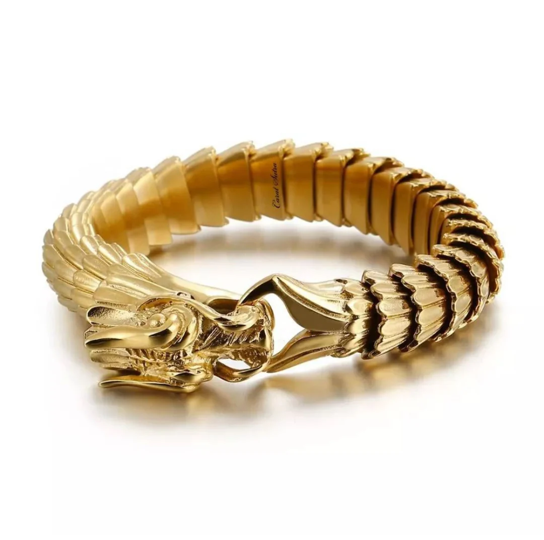 Unique Vintage Gold Dragon Bracelet | 22kt Gold Micron Plated 925 Sterling Silver Bracelet | Unisex Jewelry | With Certificate of Authenticity and 925 Hallmark - Image 3