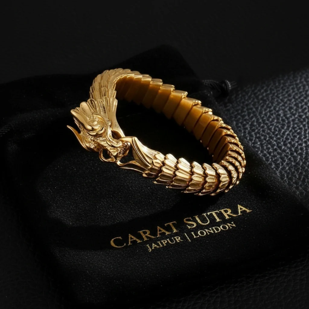 Unique Vintage Gold Dragon Bracelet | 22kt Gold Micron Plated 925 Sterling Silver Bracelet | Unisex Jewelry | With Certificate of Authenticity and 925 Hallmark - Image 4