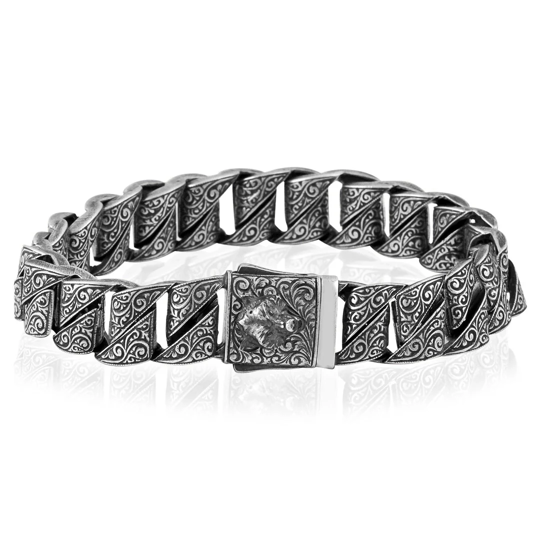 RARE PRINCE by CARAT SUTRA | Unique Vintage Oxidized Wolf Bracelet | 925 Sterling Silver Bracelet | Men's Jewelry | With Certificate of Authenticity and 925 Hallmark