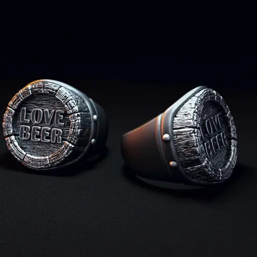 Exclusive Vintage LOVE BEER Fantasy Signet Style Ring for Men, Oxidized Sterling Silver 925 Ring | Jewellery for Men| With Certificate of Authenticity and 925 Hallmark - Image 3
