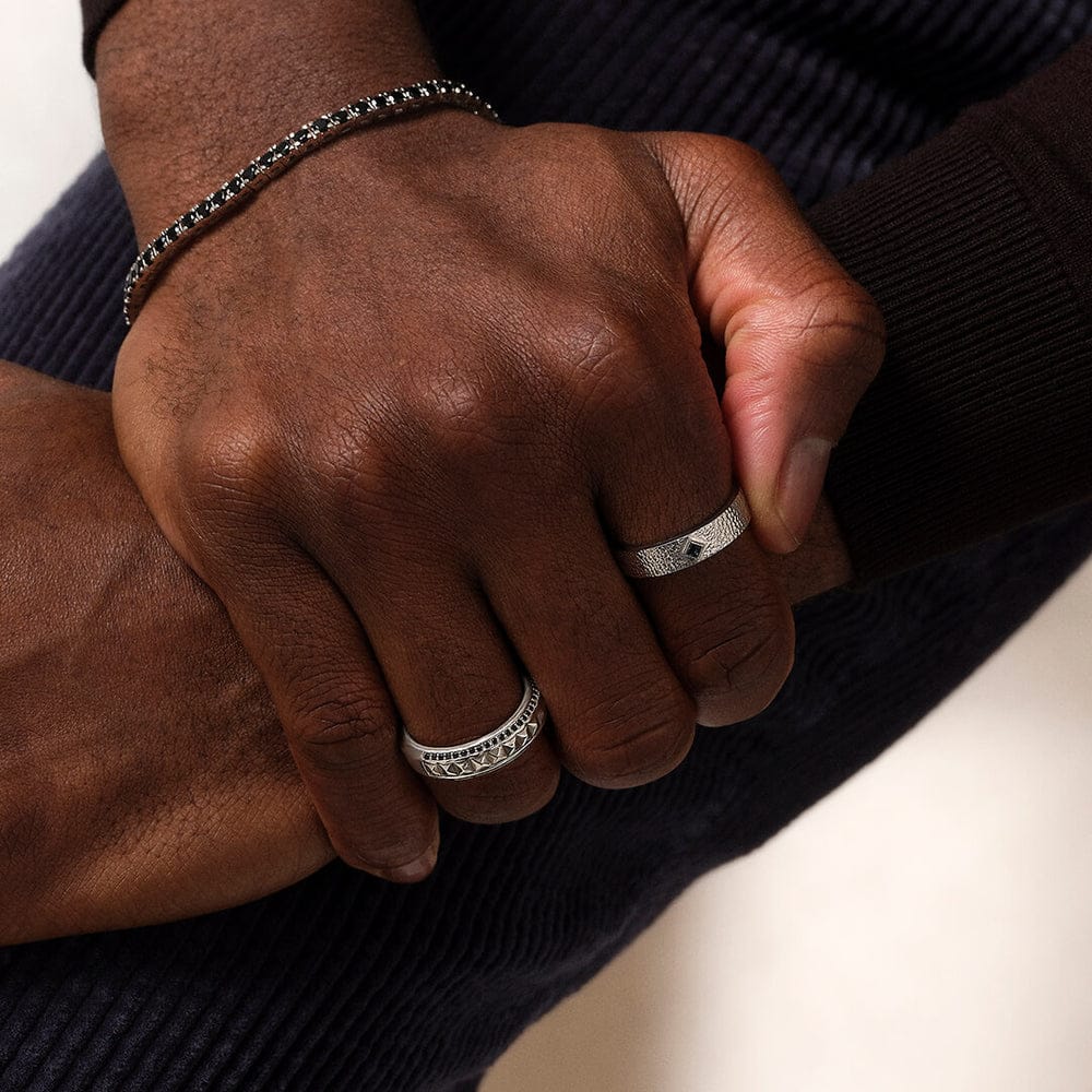 4mm wide Hammered Classic Band Ring for Men, Brush Matt-Finish, Sterling Silver 925 Ring | Jewellery for Men| With Certificate of Authenticity and 925 Hallmark - Image 2