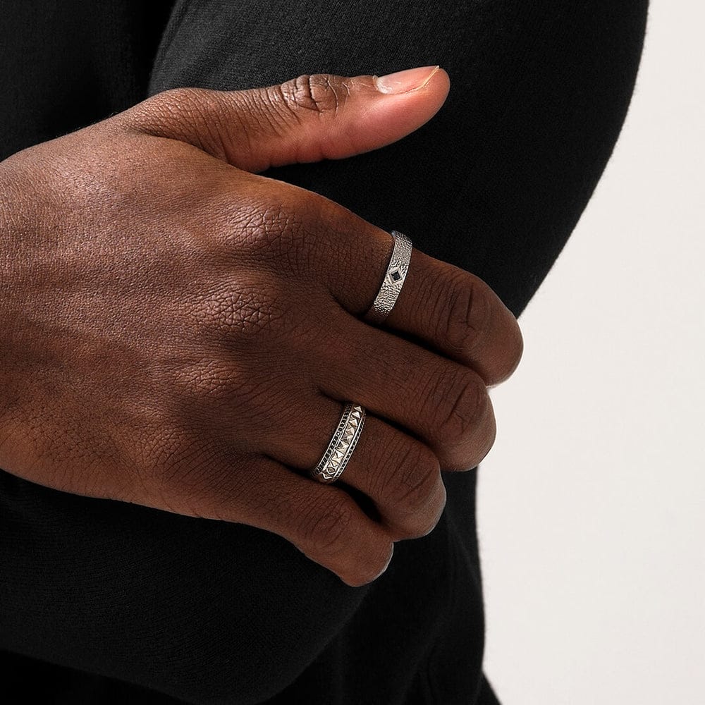 4mm wide Hammered Classic Band Ring for Men, Brush Matt-Finish, Sterling Silver 925 Ring | Jewellery for Men| With Certificate of Authenticity and 925 Hallmark - Image 5
