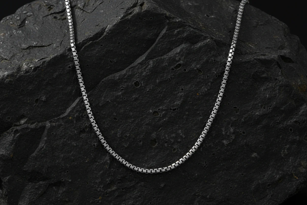 Minimalist Solid 3mm Box Chain | 925 Sterling Silver Chain | Men's Jewelry | With Certificate of Authenticity and 925 Hallmark