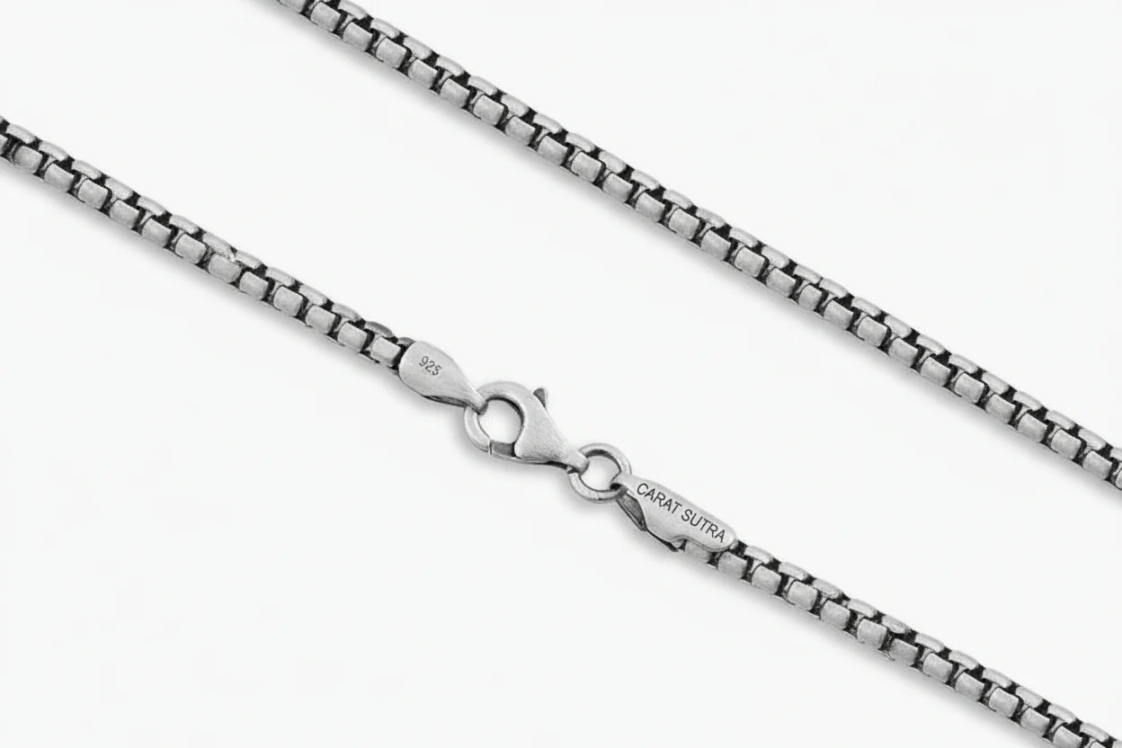 Minimalist Solid 3mm Box Chain | 925 Sterling Silver Chain | Men's Jewelry | With Certificate of Authenticity and 925 Hallmark - Image 2
