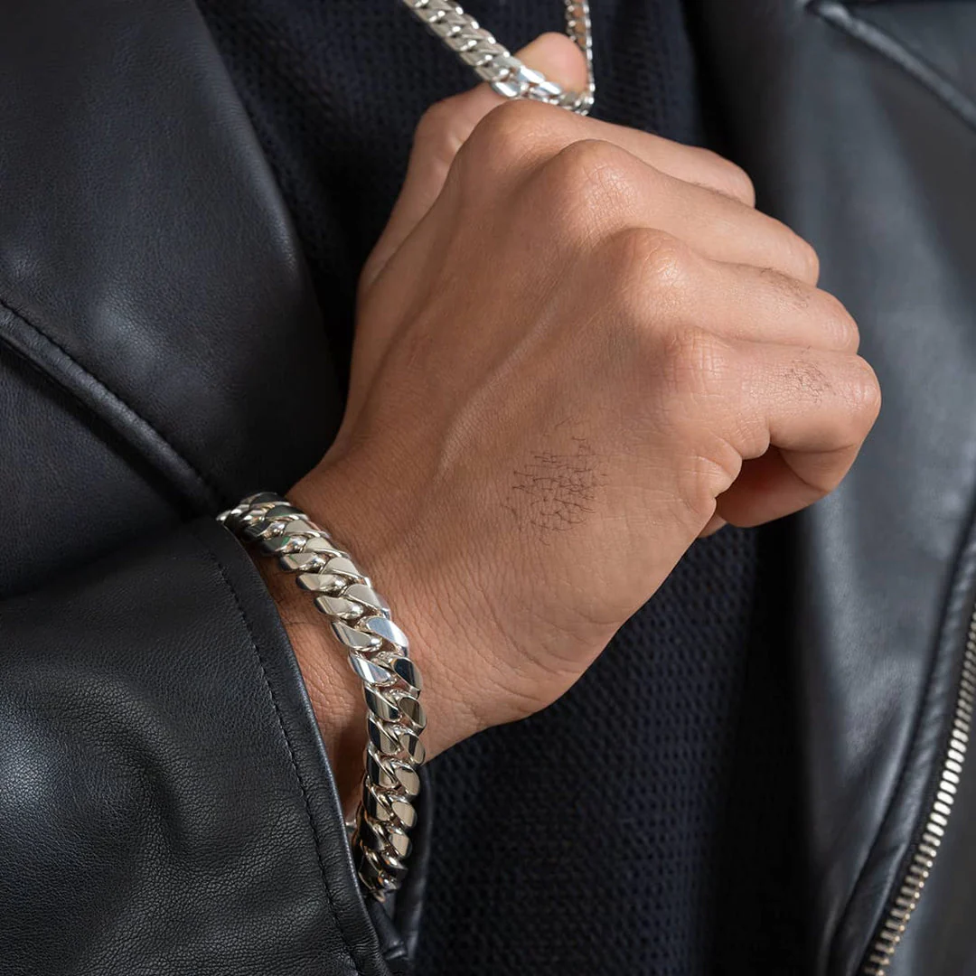 RARE PRINCE by CARAT SUTRA | 14mm Wide Solid Miami Cuban Link Bracelet |925 Sterling Silver Bracelet | Men's Jewelry | With Certificate of Authenticity and 925 Hallmark