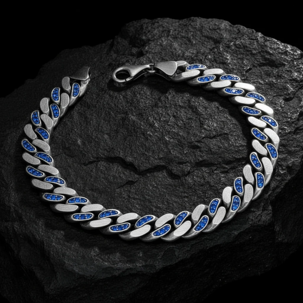 RARE PRINCE by CARAT SUTRA | 10mm Unique Green Emerald Iced Cuban Link Bracelet for Men | Dark Oxidized 925 Silver Bracelet | Men's Jewelry | With Certificate of Authenticity and 925 Hallmark - Image 11