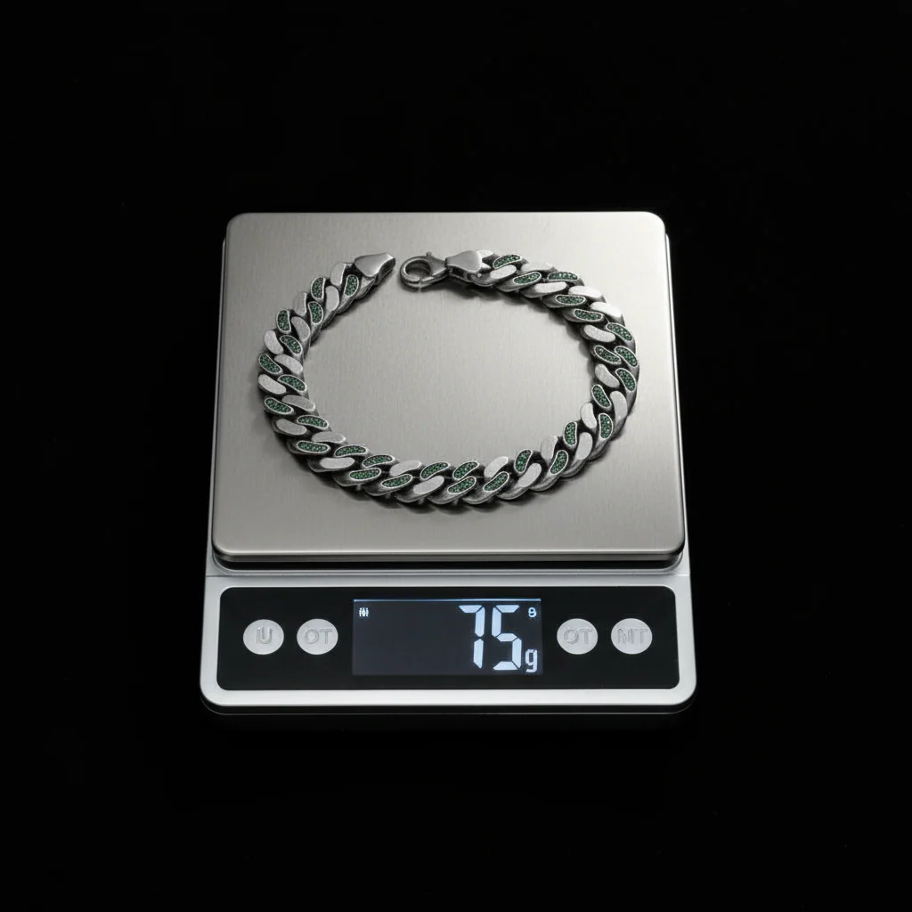 RARE PRINCE by CARAT SUTRA | 10mm Unique Green Emerald Iced Cuban Link Bracelet for Men | Dark Oxidized 925 Silver Bracelet | Men's Jewelry | With Certificate of Authenticity and 925 Hallmark - Image 8