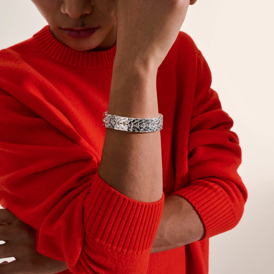 RARE PRINCE by CARAT SUTRA | 16mm Wide Hammered Textured Bracelet | 925 Sterling Silver Bracelet | Men's Jewelry | With Certificate of Authenticity and 925 Hallmark - Image 4