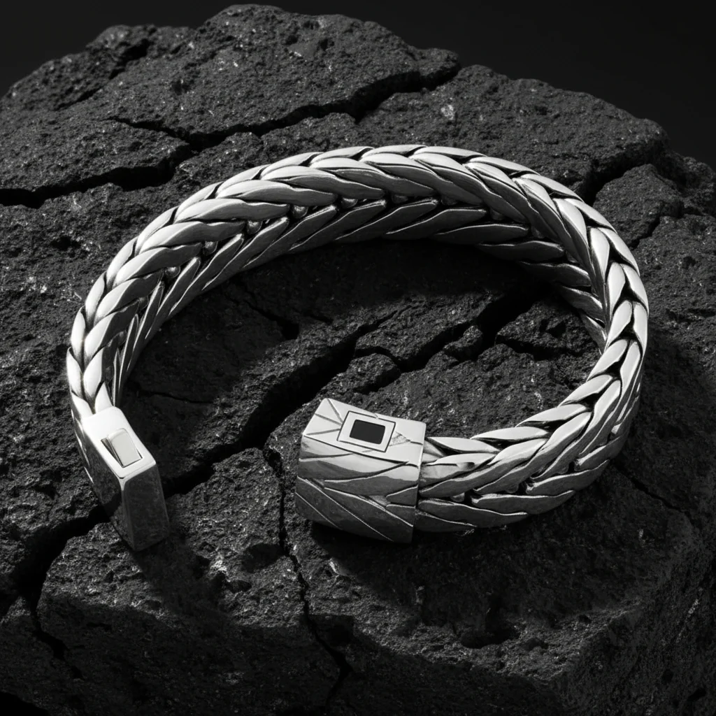 RARE PRINCE by CARAT SUTRA | 16mm Wide Hammered Textured Bracelet | 925 Sterling Silver Bracelet | Men's Jewelry | With Certificate of Authenticity and 925 Hallmark - Image 6