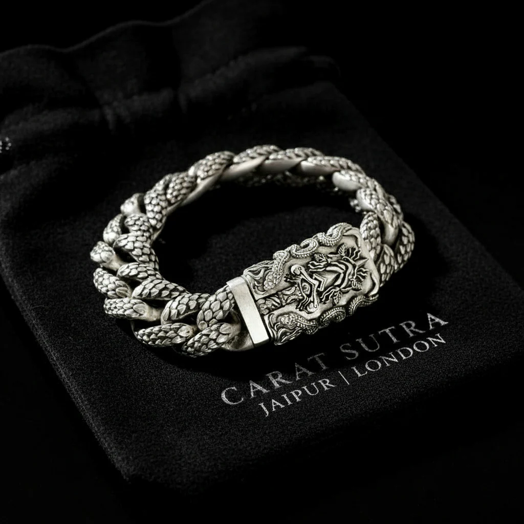 16mm wide Solid. 925 sterling silver bracelet with Snake Textured and Dagger oxidized Cuban design | Sterling Silver Bracelet | With Certificate of Authenticity and 925 Hallmark - Image 3
