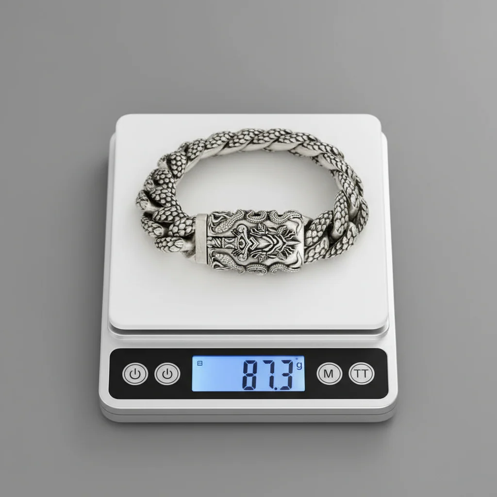 16mm wide Solid. 925 sterling silver bracelet with Snake Textured and Dagger oxidized Cuban design | Sterling Silver Bracelet | With Certificate of Authenticity and 925 Hallmark - Image 7