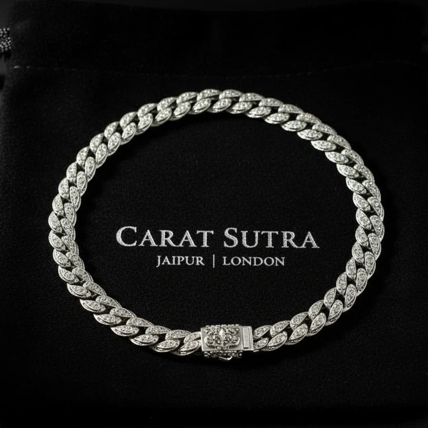 RARE PRINCE by CARAT SUTRA | 16mm Wide Solid Floral Cuban Chain link Necklace | Oxidised 925 Sterling Silver Bracelet | Men's Jewelry | With Certificate of Authenticity and 925 Hallmark - Image 4