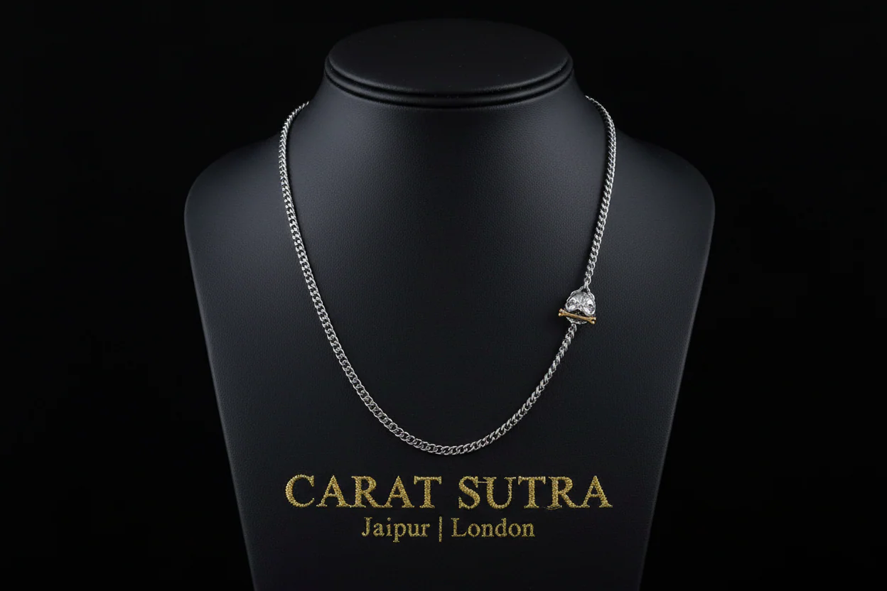 RARE PRINCE by CARAT SUTRA | 4mm wide Cuban with Pitbul Face lock chain Oxidised Box Chain | 925 Sterling Silver Chain |With Certificate of Authenticity and 925 Hallmark - Image 2