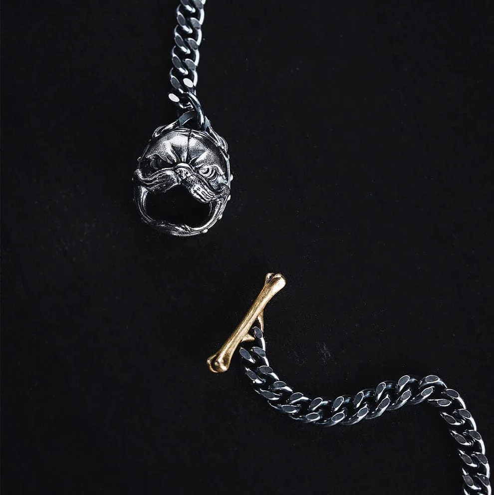 RARE PRINCE by CARAT SUTRA | 4mm wide Cuban with Pitbul Face lock chain Oxidised Box Chain | 925 Sterling Silver Chain |With Certificate of Authenticity and 925 Hallmark - Image 6