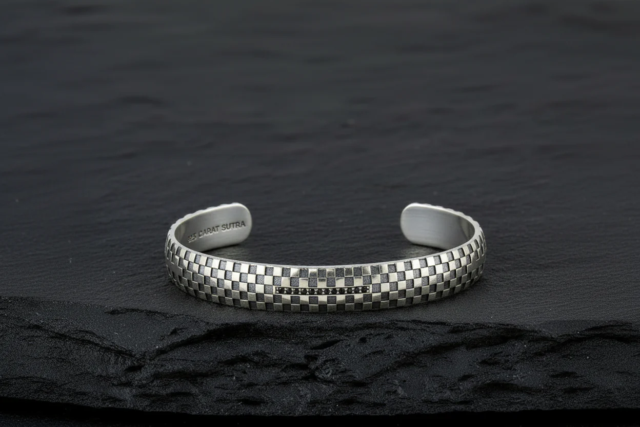 RARE PRINCE by CARAT SUTRA | Adjustable Modern Style Bangle/kadaa/Handcuff | 925 Sterling Silver Bracelet | With Certificate of Authenticity and 925 Hallmark