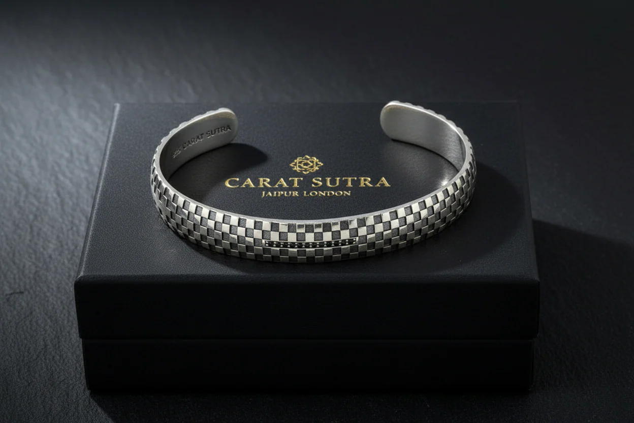 RARE PRINCE by CARAT SUTRA | Adjustable Modern Style Bangle/kadaa/Handcuff | 925 Sterling Silver Bracelet | With Certificate of Authenticity and 925 Hallmark - Image 3