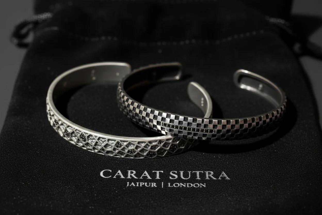 RARE PRINCE by CARAT SUTRA | Adjustable Modern Style Bangle/kadaa/Handcuff | 925 Sterling Silver Bracelet | With Certificate of Authenticity and 925 Hallmark - Image 4