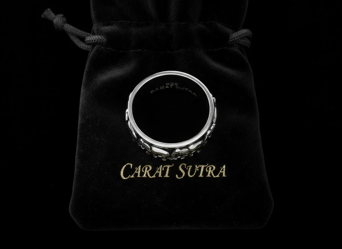 RARE PRINCE by CARAT SUTRA | Antique Designed Elephant Band Ring | 925 Sterling Silver Oxidized Ring | Men's Jewelry | With Certificate of Authenticity and 925 Hallmark - Image 3