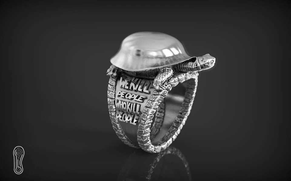 RARE PRINCE by CARAT SUTRA | Antique Designed Turtle Ring | 925 Sterling Silver Oxidized Ring | Men's Jewelry | With Certificate of Authenticity and 925 Hallmark