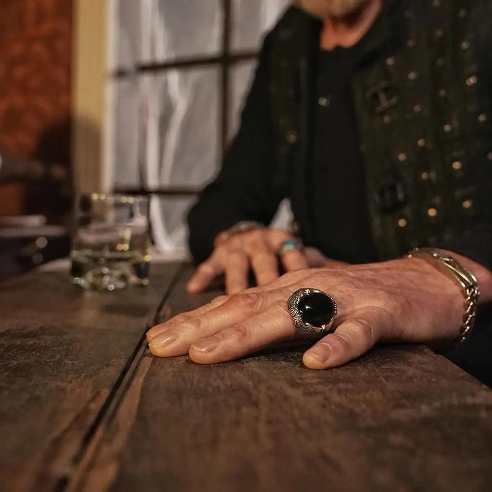 Biker Guy, Oval shaped Turkish Style Ring with Natural Black Onyx (Sulemani Aqeeq) with Eagle| 925 Sterling Silver Oxidized Ring | Men's Jewelry | With Certificate of Authenticity and 925 Hallmark (Copy) - Image 2