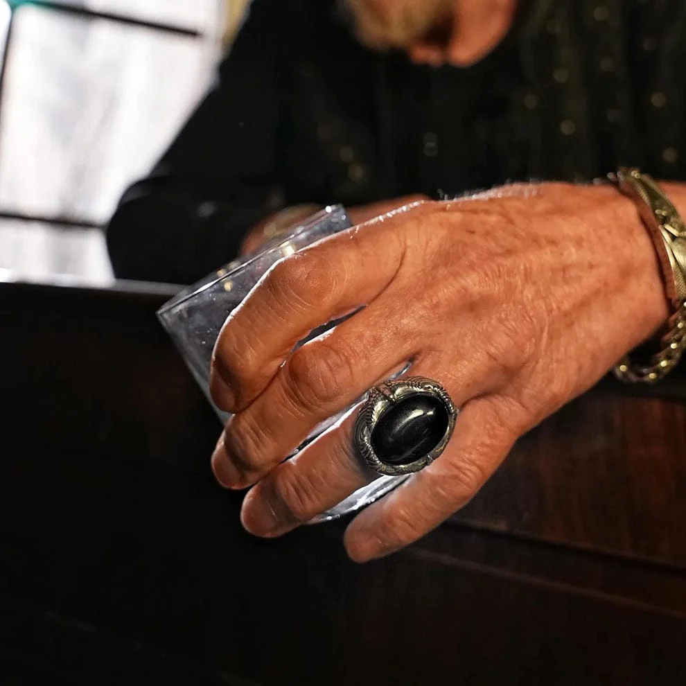 Biker Guy, Oval shaped Turkish Style Ring with Natural Black Onyx (Sulemani Aqeeq) with Eagle| 925 Sterling Silver Oxidized Ring | Men's Jewelry | With Certificate of Authenticity and 925 Hallmark (Copy) - Image 3