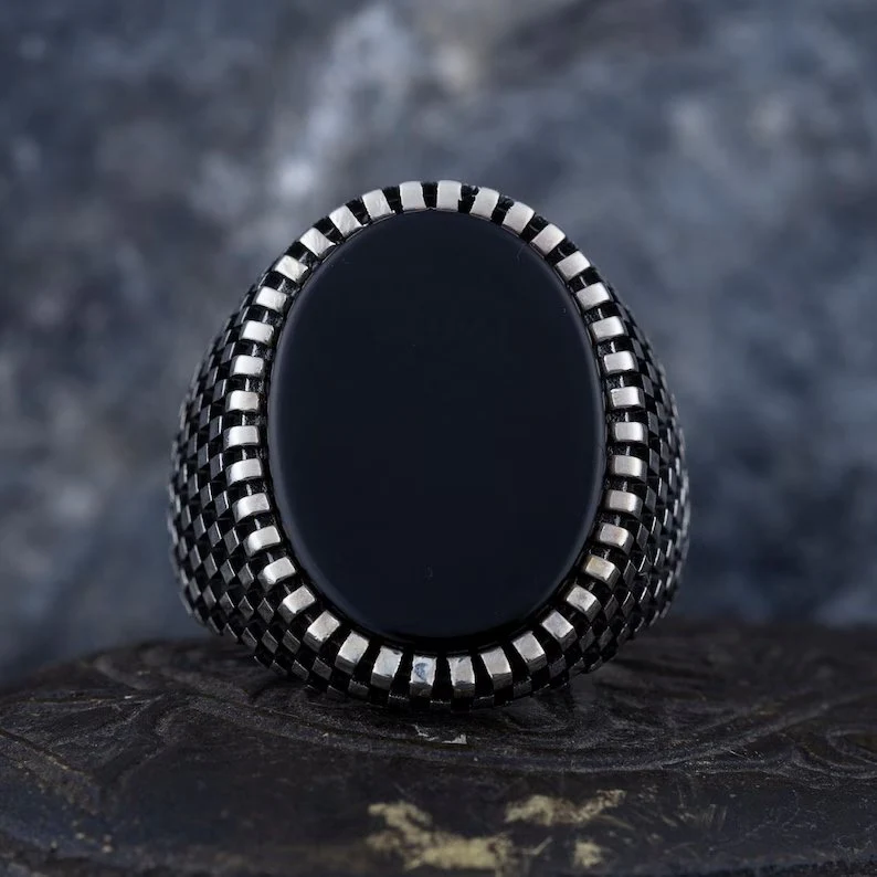 RARE PRINCE by CARAT SUTRA | Classic Signet Ring with Natural Black Onyx | 925 Sterling Silver Ring | Men's Jewelry | With Certificate of Authenticity and 925 Hallmark - Image 2