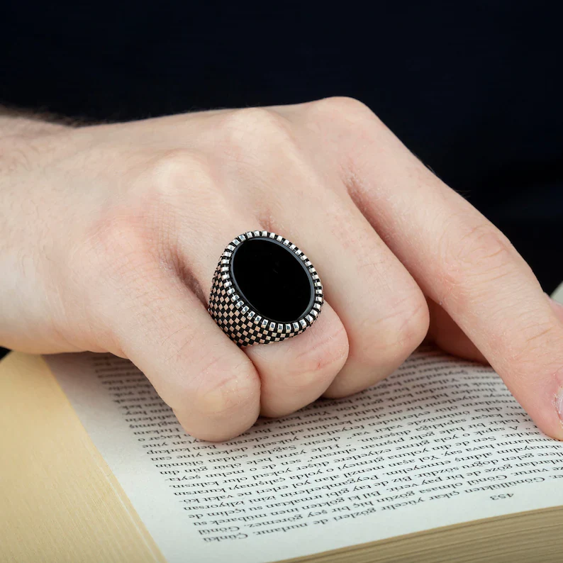 RARE PRINCE by CARAT SUTRA | Classic Signet Ring with Natural Black Onyx | 925 Sterling Silver Ring | Men's Jewelry | With Certificate of Authenticity and 925 Hallmark - Image 3