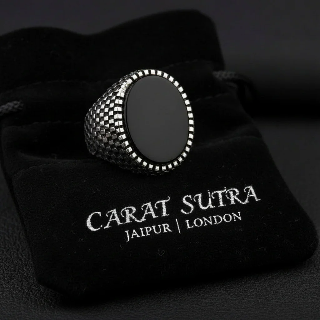 RARE PRINCE by CARAT SUTRA | Classic Signet Ring with Natural Black Onyx | 925 Sterling Silver Ring | Men's Jewelry | With Certificate of Authenticity and 925 Hallmark - Image 4