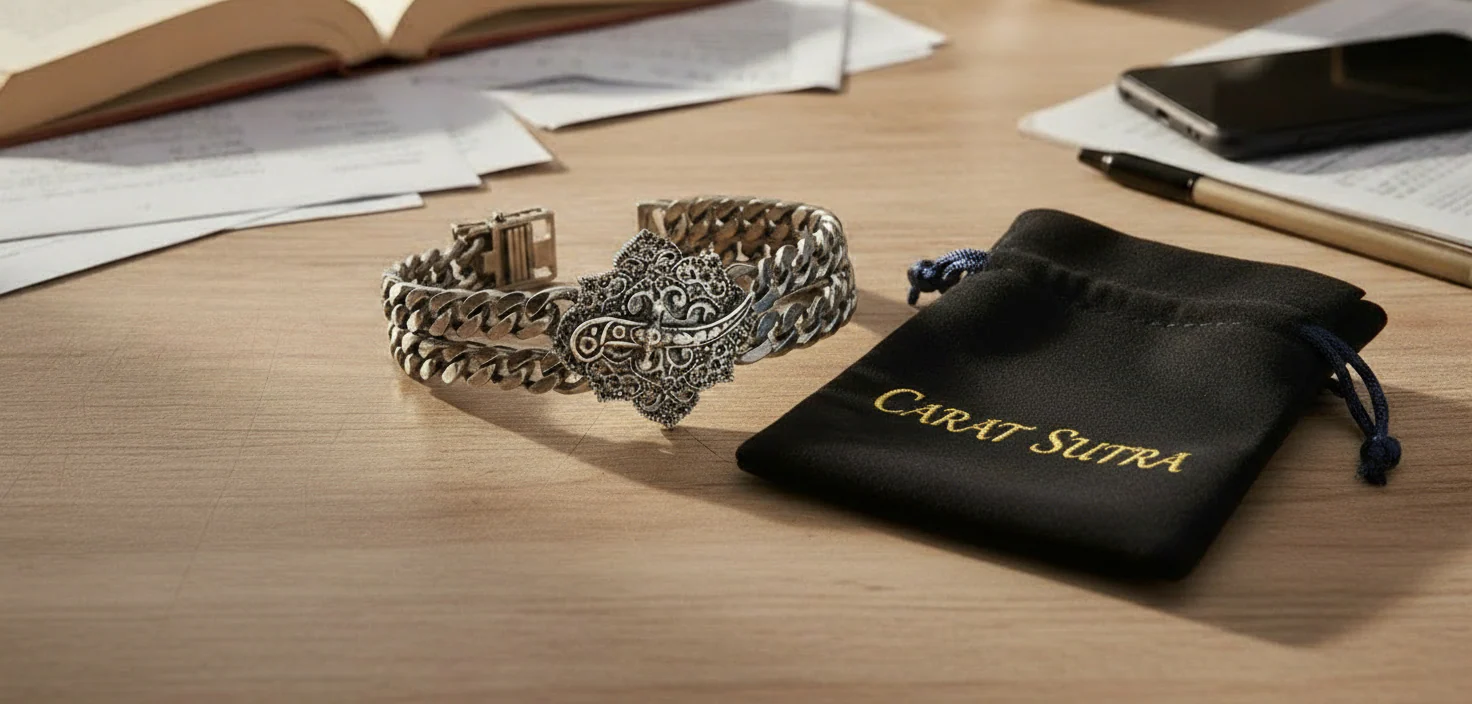 RARE PRINCE by CARAT SUTRA | Double Sided 20mm Wide Solid Oxidised Cuban Link Bracelet with Artistic Sword | Antique Finish 925 Sterling Silver Bracelet | Men's Jewelry | With Certificate of Authenticity and 925 Hallmark - Image 4