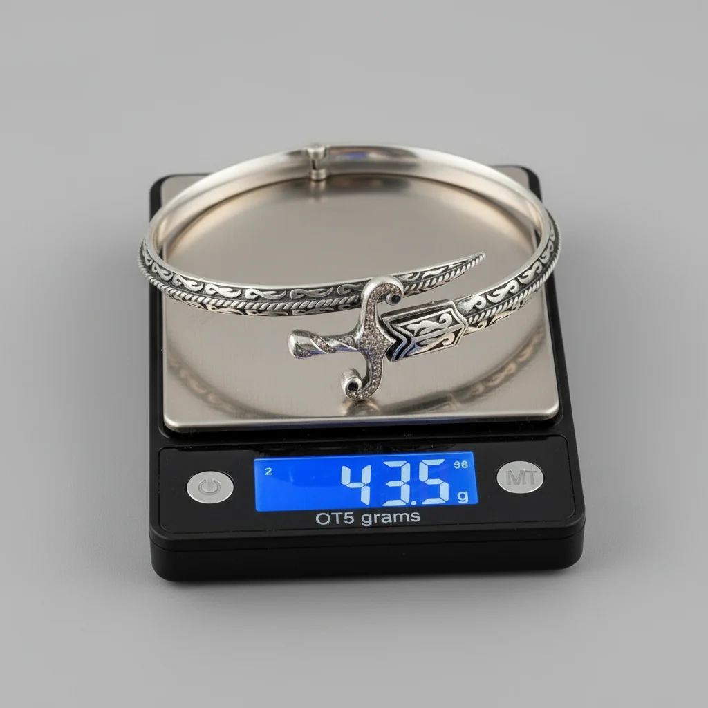 RARE PRINCE by CARAT SUTRA | Exclusive Adjustable Silver Sword studded with Black Zirconia Handcuff Bracelet for Men & Boys | 925 Sterling Silver Bracelet | Men's Jewelry | With Certificate of Authenticity and 925 Hallmark - Image 4