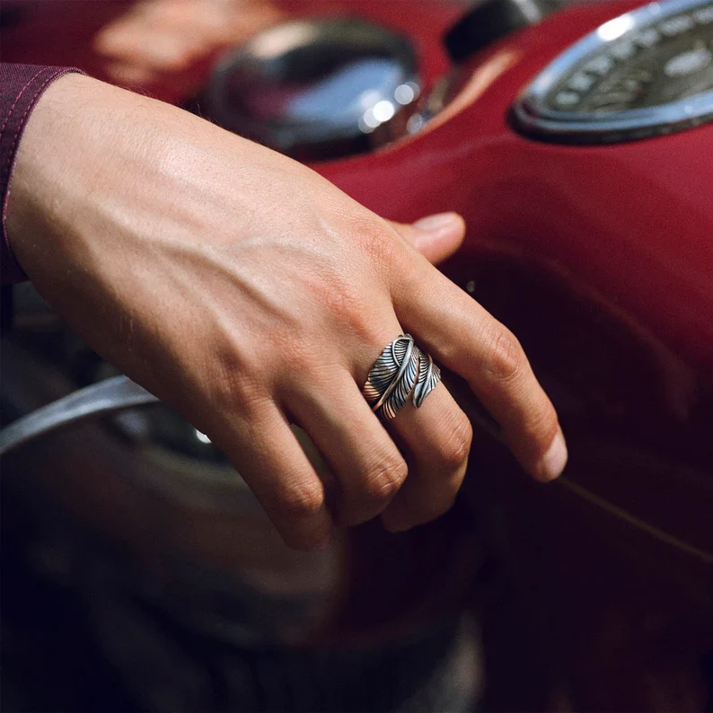 RARE PRINCE by CARAT SUTRA | Exclusive Feather Style Signet Ring for Men, Oxidized Sterling Silver 925 Ring | Jewellery for Men| With Certificate of Authenticity and 925 Hallmark - Image 3