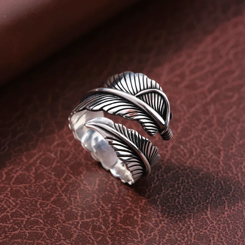 RARE PRINCE by CARAT SUTRA | Exclusive Feather Style Signet Ring for Men, Oxidized Sterling Silver 925 Ring | Jewellery for Men| With Certificate of Authenticity and 925 Hallmark - Image 5
