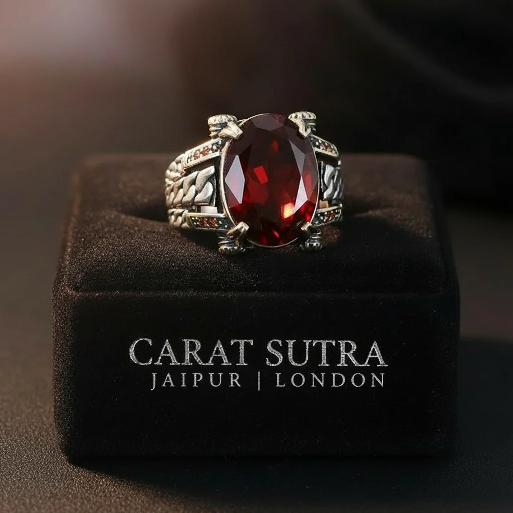 RARE PRINCE by CARAT SUTRA | Exclusively Designed Ring with Natural Gomed | 925 Sterling Silver Oxidized Ring | Men's Jewelry | With Certificate of Authenticity and 925 Hallmark - Image 3