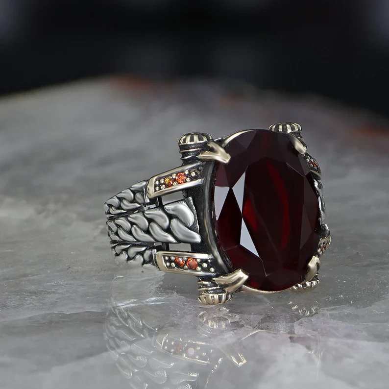 RARE PRINCE by CARAT SUTRA | Exclusively Designed Ring with Natural Gomed | 925 Sterling Silver Oxidized Ring | Men's Jewelry | With Certificate of Authenticity and 925 Hallmark - Image 4