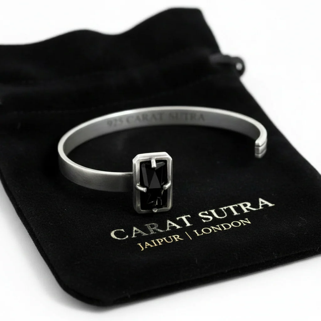 RARE PRINCE by CARAT SUTRA | Natural Black Onyx Bracelet for Men | 925 Sterling Silver Bracelet | Men's Jewelry | With Certificate of Authenticity and 925 Hallmark - Image 3