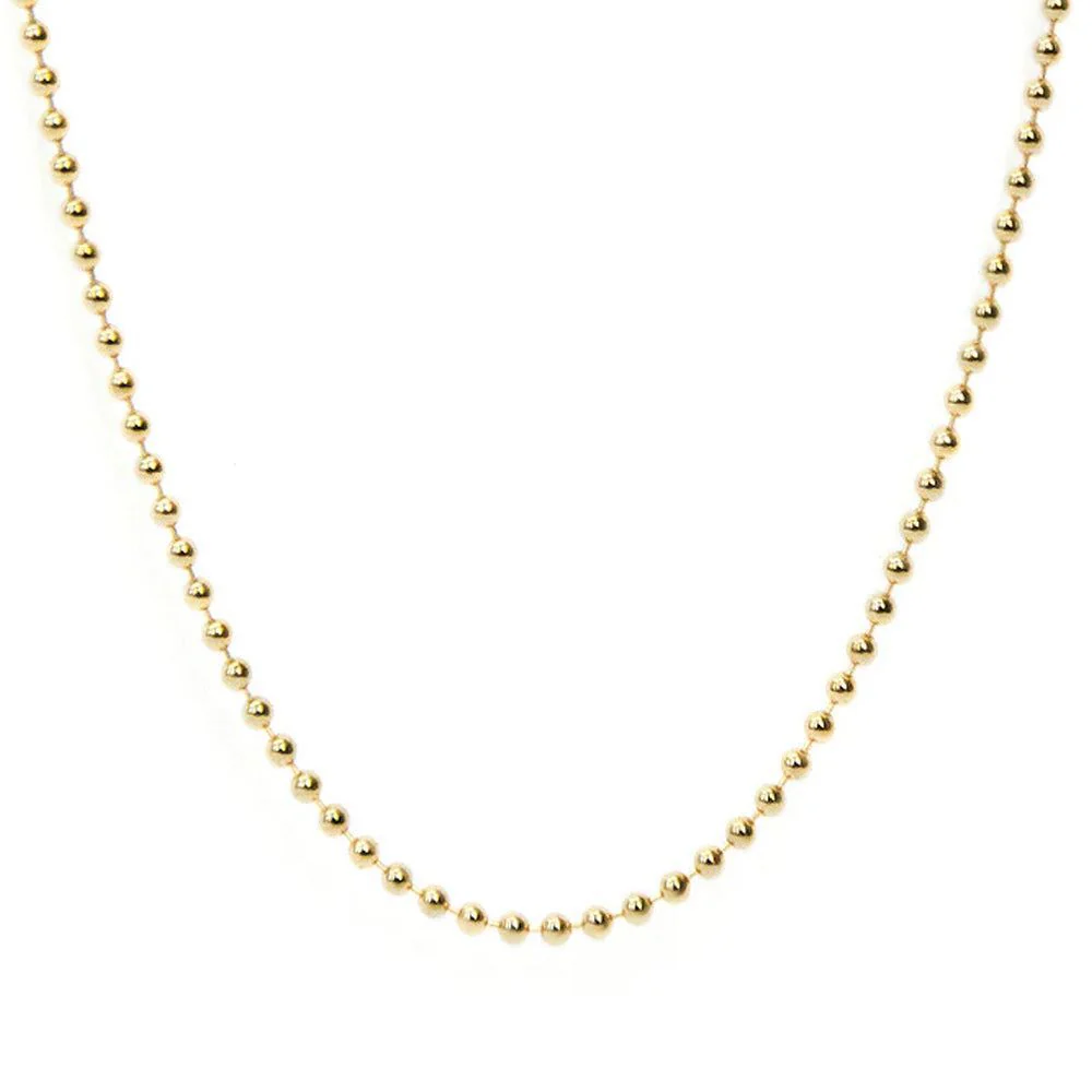 RARE PRINCE by CARAT SUTRA | Minimalist Solid 3mm Gold plated Ball Chain | 925 Sterling Silver Chain | Men's Jewelry | With Certificate of Authenticity and 925 Hallmark