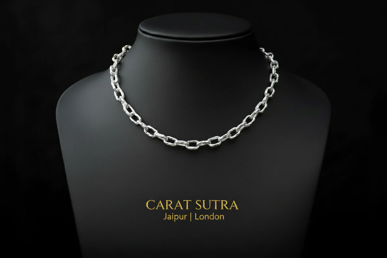 Unique Hammered Box type Handmade Solid Chain | 925 Sterling Silver Chain | With Certificate of Authenticity and 925 Hallmark