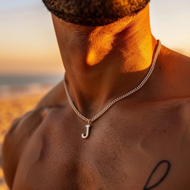 RARE PRINCE by CARAT SUTRA | Minimalist Solid 4mm Miami Cuban Link Chain with Custom Name Initial (Rhodium Plated) | 925 Sterling Silver Chain | Men's Jewelry | With Certificate of Authenticity and 925 Hallmark - Image 2