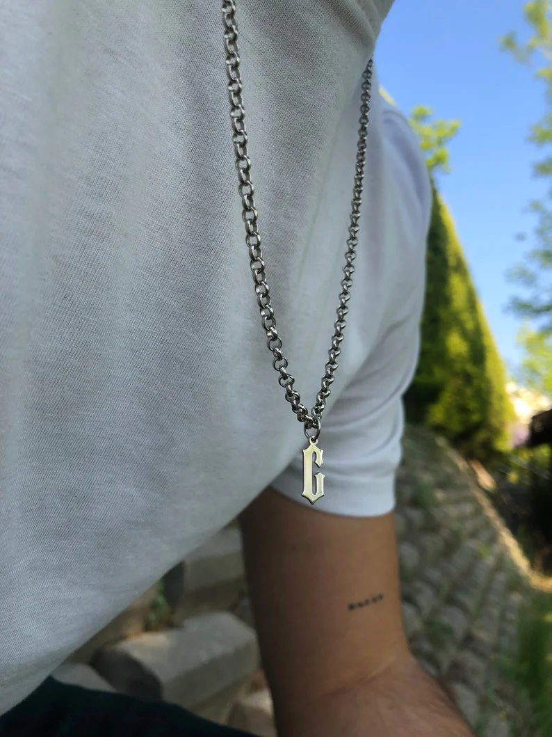 RARE PRINCE by CARAT SUTRA | Minimalist Solid 4mm Round Link Chain with Custom Name Initial (Rhodium Plated) | 925 Sterling Silver Chain | Men's Jewelry | With Certificate of Authenticity and 925 Hallmark - Image 2