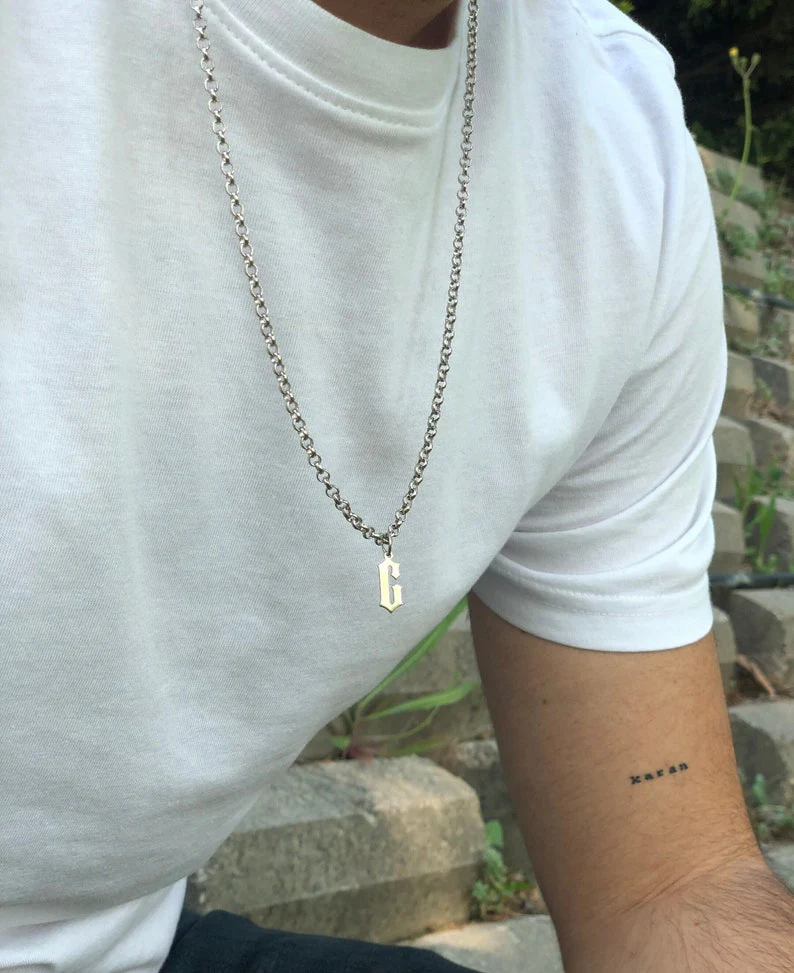 RARE PRINCE by CARAT SUTRA | Minimalist Solid 4mm Round Link Chain with Custom Name Initial (Rhodium Plated) | 925 Sterling Silver Chain | Men's Jewelry | With Certificate of Authenticity and 925 Hallmark - Image 3