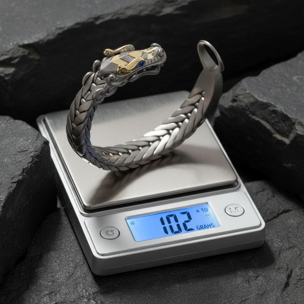 RARE PRINCE by CARAT SUTRA | Naga Oxidized Dragon Bracelet with Blue Eyes in Gun Metal Finish | 925 Sterling Silver Oxidized Bracelet | Unisex Jewelry | With Certificate of Authenticity and 925 Hallmark - Image 5