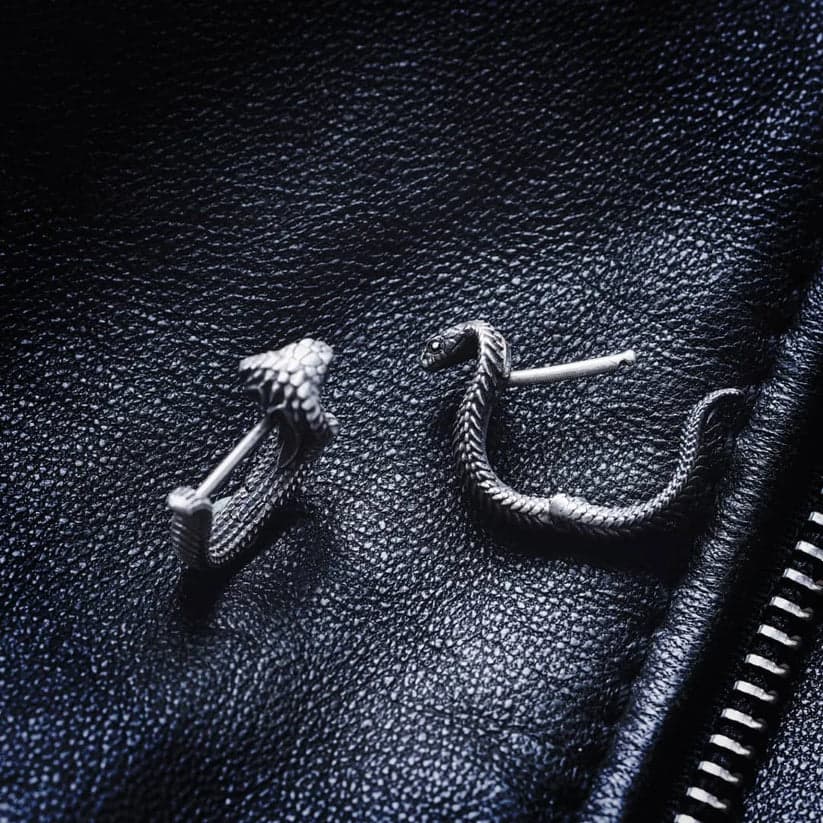 Unisex Antique finish snake Earrings | Rhodium Plated 925 Sterling Silver | With Certificate of Authenticity and 925 Hallmark - Image 11