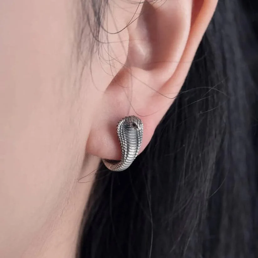 Unisex Antique finish snake Earrings | Rhodium Plated 925 Sterling Silver | With Certificate of Authenticity and 925 Hallmark - Image 5