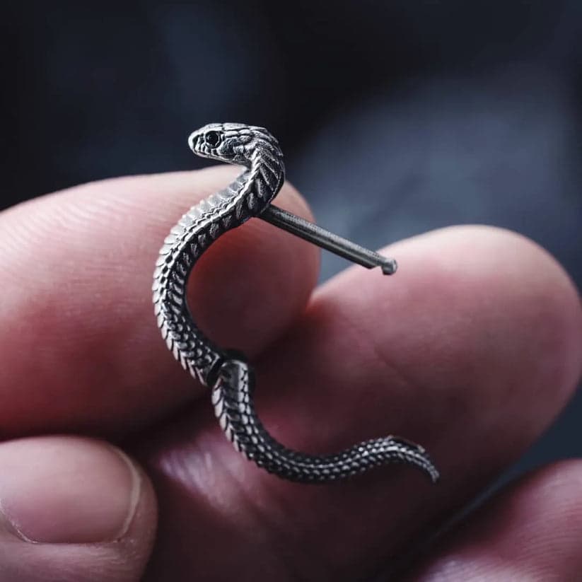 Unisex Antique finish snake Earrings | Rhodium Plated 925 Sterling Silver | With Certificate of Authenticity and 925 Hallmark - Image 6